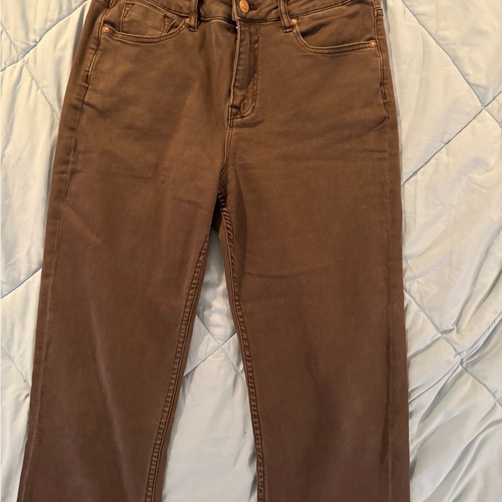 Vigoss Women's Crop Straight  Jeans in Brown